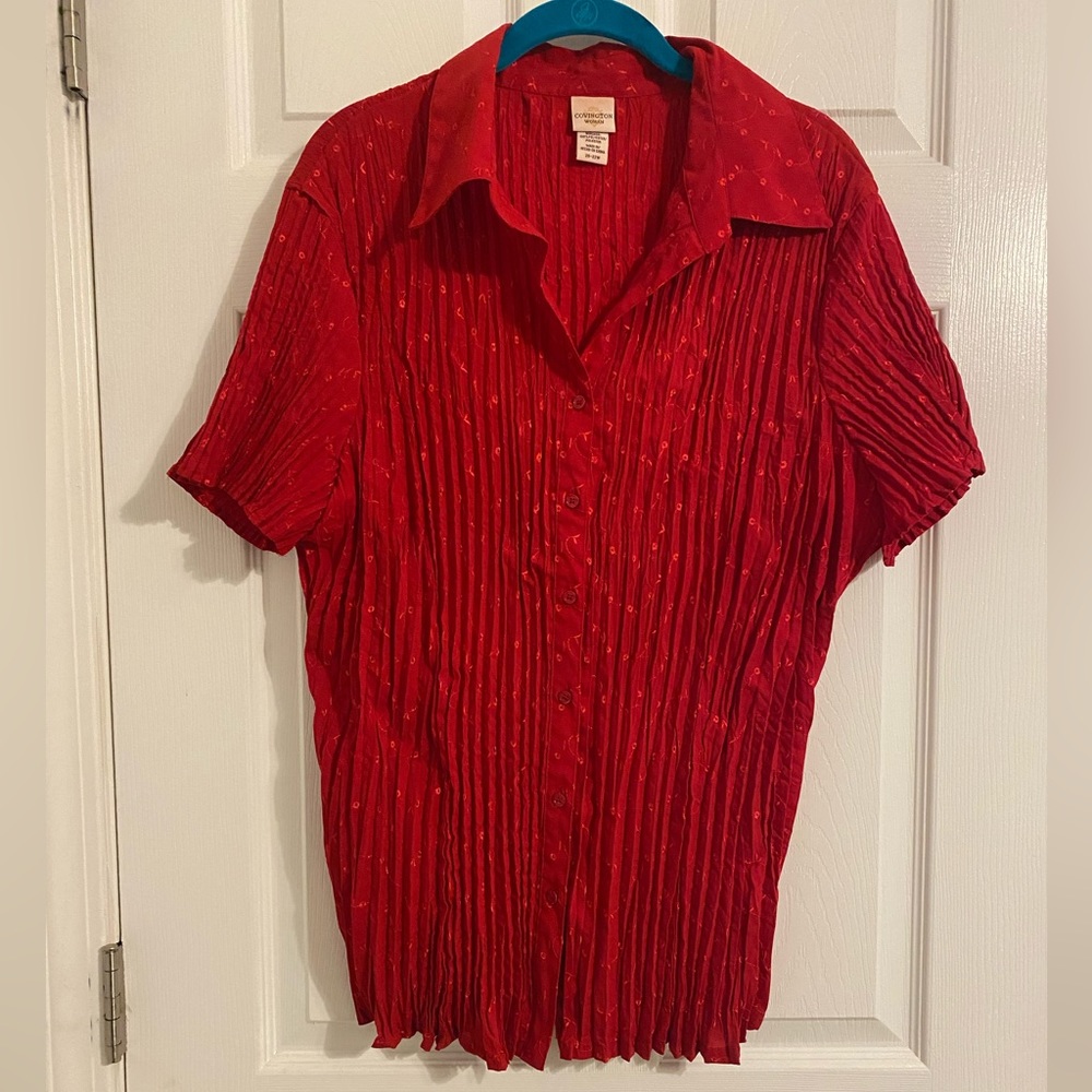 Covington Woman Red Button Down Top Size 20